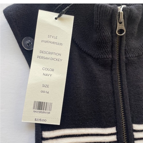NWOT $278 Veronica Beard Persah Navy white striped wool Dickey jacket insert - Picture 11 of 12